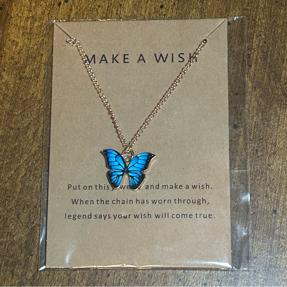 Make A Wish - Blue Butterfly Pendant Necklace (BRAND NEW IN PACKAGE)